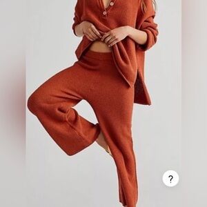 Free People Knit Dark Orange Wide Leg Pants